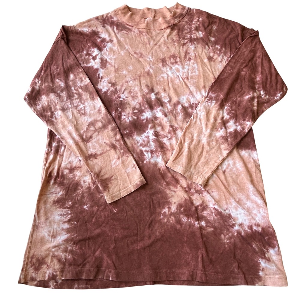 Free People We The Free Brown‎ Tie Dye Long Sleeve Tee Oversized XS
